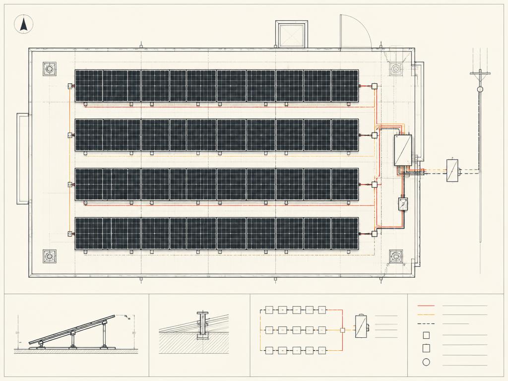 Plano técnico de una instalación solar fotovoltaica